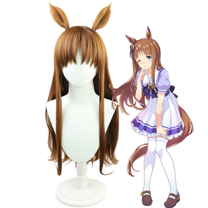 【In Stock】Game Umamusume:Pretty Derby Cosplay グラスワンダー Grass Wonder Cosplay Wig With Ears and Tail