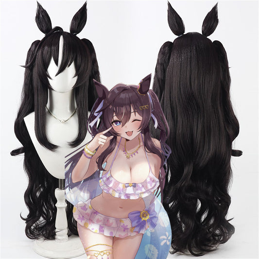 【In Stock】Game Umamusume:Pretty Derby Cosplay Swimwear ヴィブロス Vivlos Cosplay Wig With Ears and Tail