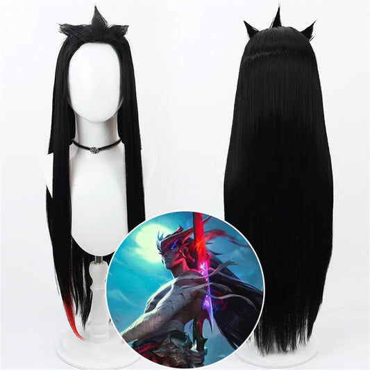 【In Stock】Game League of Legends Cosplay Heartsteel Yone Cosplay Wig Black Color Hair