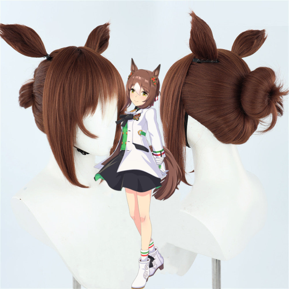 【In Stock】Game Umamusume:Pretty Derby Cosplay ファインモーション Noble Seamair Cosplay Wig With Ears and Tail