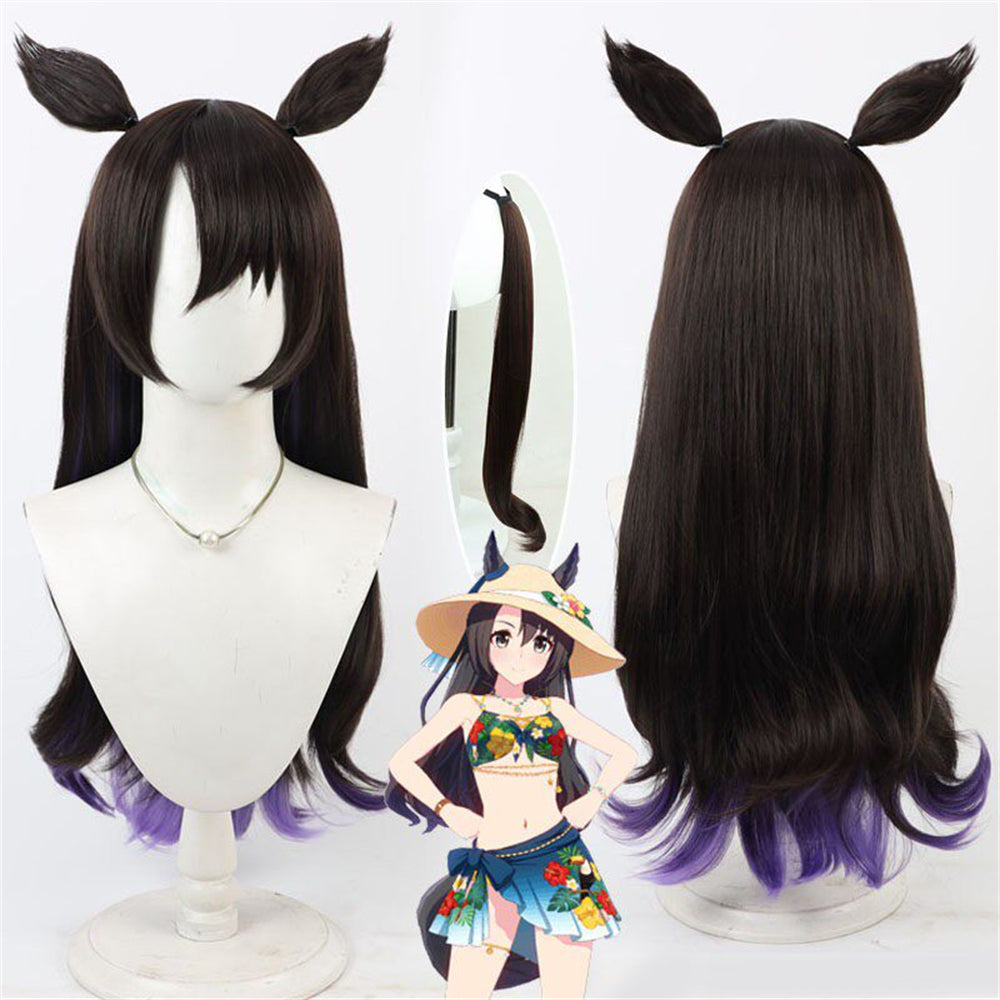 【In Stock】Game Umamusume:Pretty Derby Cosplay サトノクラウン Satono Crown Cosplay Wig With Ears and Tail SwimwearHair Style