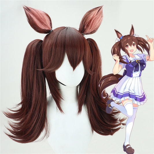 【In Stock】Game Umamusume:Pretty Derby Cosplay ヒシアケボノ Hishi Akebono Cosplay Wig With Ears and Tail