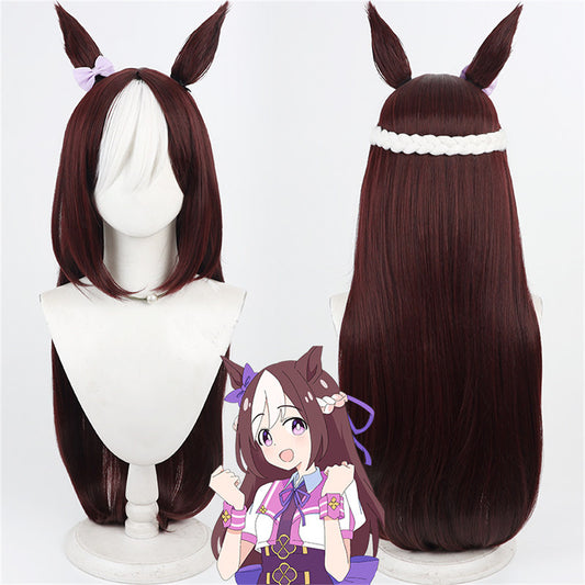 【In Stock】Game Umamusume:Pretty Derby Cosplay スペシャルウィーク Special Week Cosplay Wig Long Hair With Ears and Tail