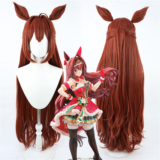 【In Stock】Game Umamusume:Pretty Derby Cosplay ダイワスカーレット Daiwa Scarlet Christmas Cosplay Wig 120cm With Ears and Tail