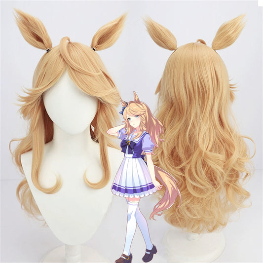 【In Stock】Game Umamusume:Pretty Derby Cosplay ゴールドシチー Gold City Cosplay Wig With Ears and Tail