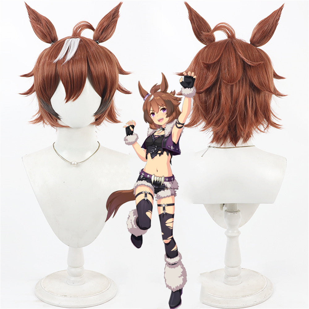 【In Stock】Game Umamusume:Pretty Derby Cosplay シンコウウインディ Shinko Windy Cosplay Wig With Ears and Tail