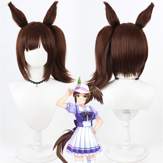 【In Stock】Game Umamusume:Pretty Derby Cosplay Ines Fujin Cosplay Wig With Ears and Tail