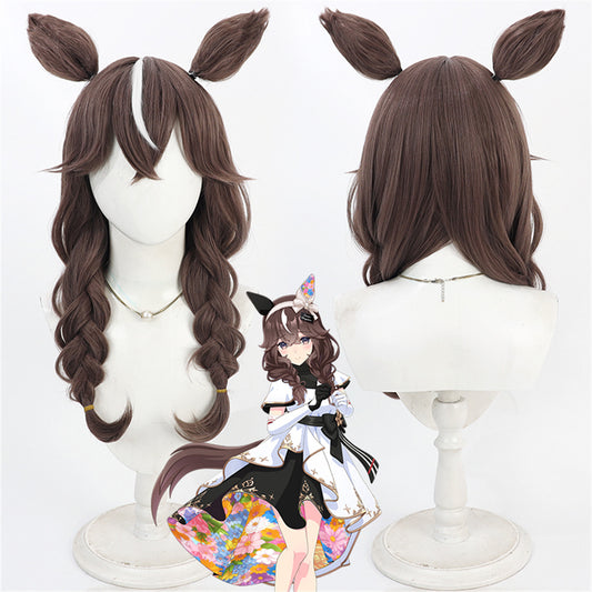 【In Stock】Game Umamusume:Pretty Derby Cosplay カレンブーケドール Curren Bouquetd'or Cosplay Wig With Ears and Tail