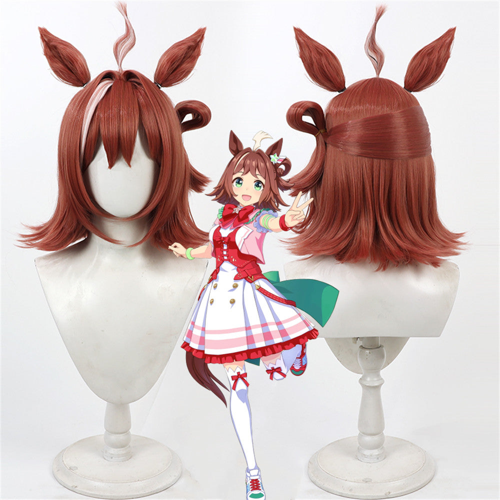 【In Stock】Game Umamusume:Pretty Derby Cosplay ラインクラフト Rhein Kraft Cosplay Wig With Ears and Tail