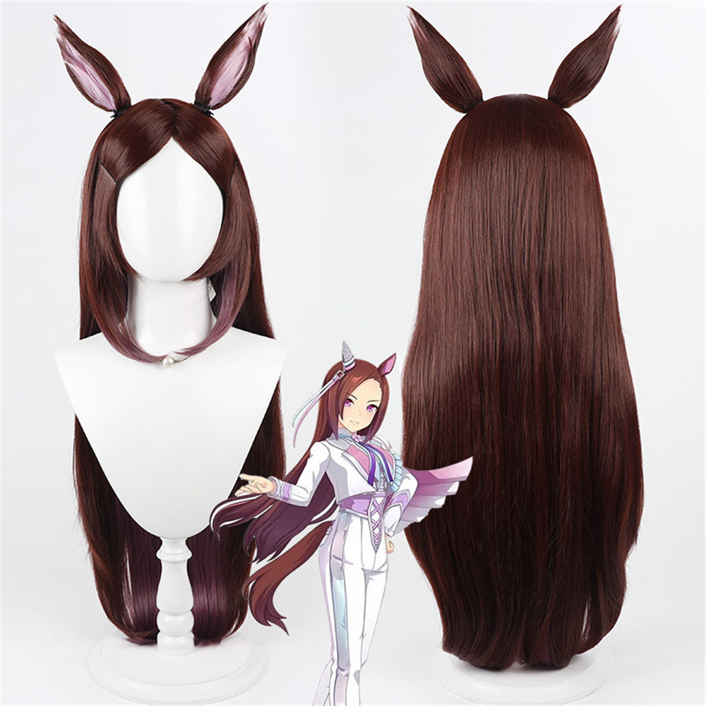 【In Stock】Game Umamusume:Pretty Derby Cosplay Sakura Bakushin O Cosplay Wig With Ears and Tail