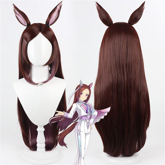 【In Stock】Game Umamusume:Pretty Derby Cosplay Sakura Bakushin O Cosplay Wig With Ears and Tail