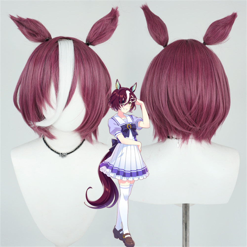 【In Stock】Game Umamusume:Pretty Derby Cosplay タニノギムレット Tanino Gimlet Cosplay Wig With Ears and Tail