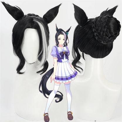 【In Stock】Game Umamusume:Pretty Derby Cosplay メジロラモーヌ Mejiro Ramonu Cosplay Wig With Ears and Tail