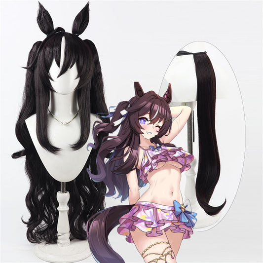 【In Stock】Game Umamusume:Pretty Derby Cosplay Swimwear ヴィブロス Vivlos Cosplay Wig With Ears and Tail