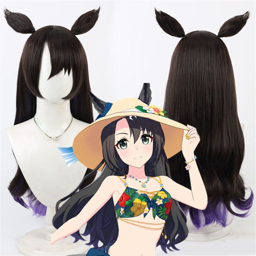 【In Stock】Game Umamusume:Pretty Derby Cosplay サトノクラウン Satono Crown Cosplay Wig With Ears and Tail SwimwearHair Style