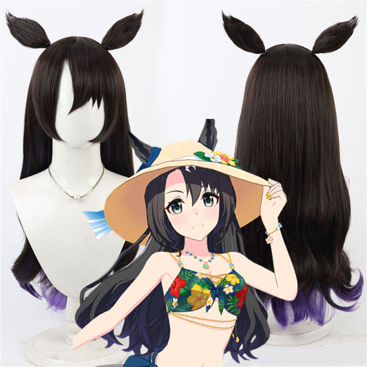 【In Stock】Game Umamusume:Pretty Derby Cosplay サトノクラウン Satono Crown Cosplay Wig With Ears and Tail SwimwearHair Style