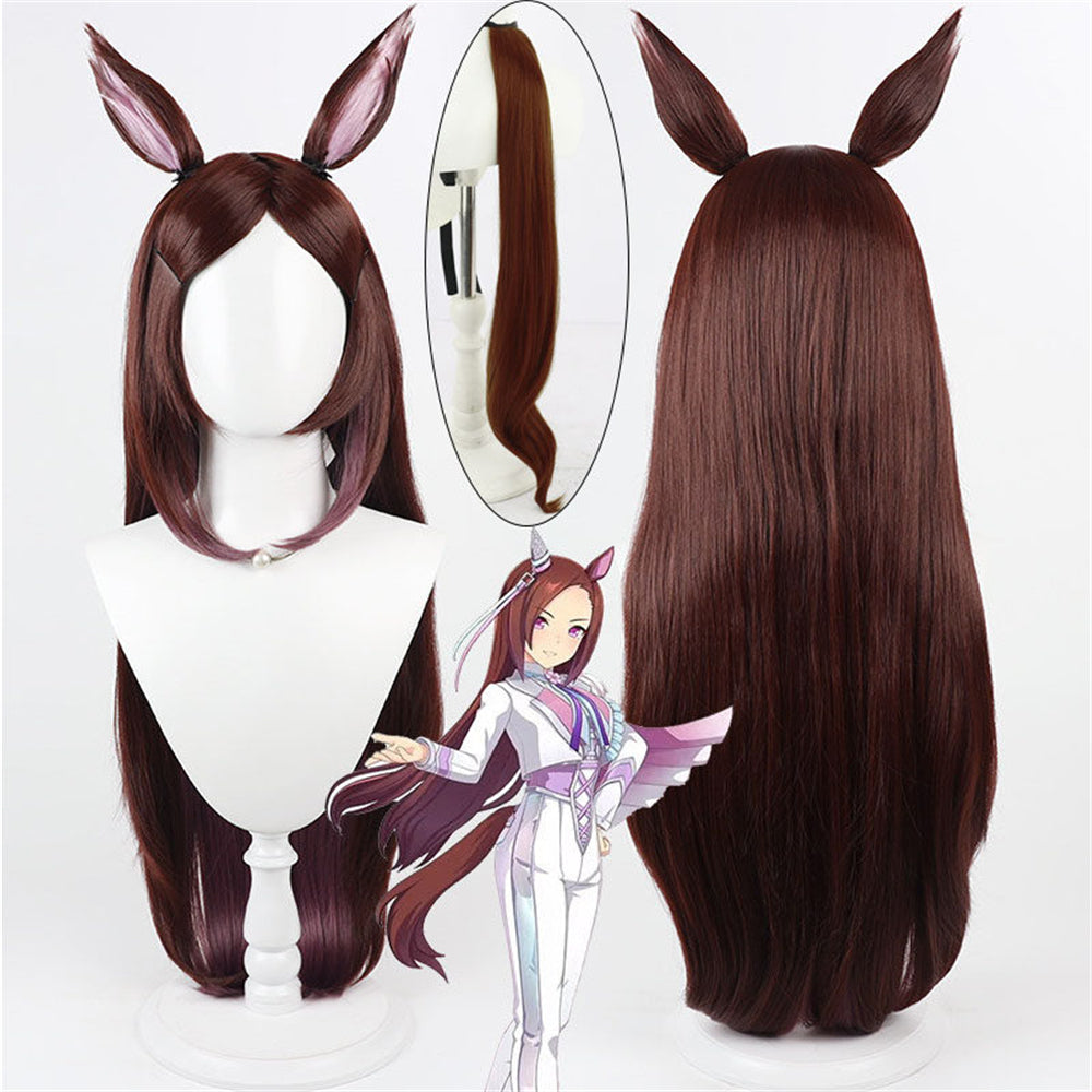 【In Stock】Game Umamusume:Pretty Derby Cosplay Sakura Bakushin O Cosplay Wig With Ears and Tail