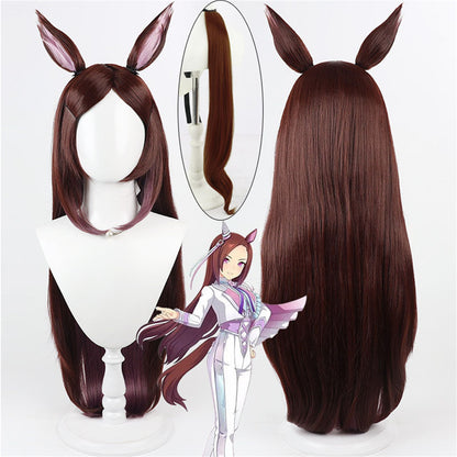 【In Stock】Game Umamusume:Pretty Derby Cosplay Sakura Bakushin O Cosplay Wig With Ears and Tail