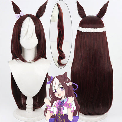 【In Stock】Game Umamusume:Pretty Derby Cosplay スペシャルウィーク Special Week Cosplay Wig Long Hair With Ears and Tail