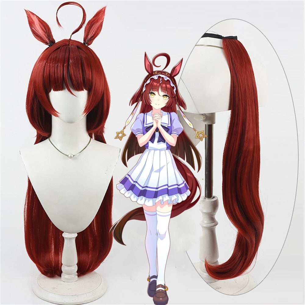 【In Stock】Game Umamusume:Pretty Derby Cosplay レッドディザイア Red Desire Cosplay Wig With Ears and Tail