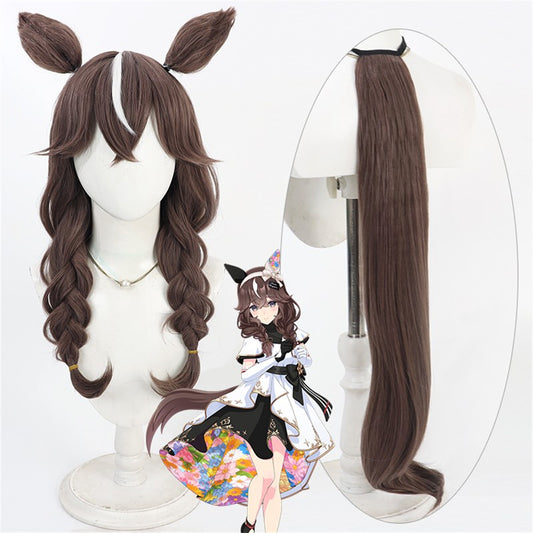 【In Stock】Game Umamusume:Pretty Derby Cosplay カレンブーケドール Curren Bouquetd'or Cosplay Wig With Ears and Tail