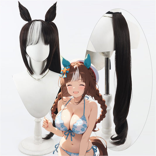 【In Stock】Game Umamusume:Pretty Derby Cosplay Swimwear ホッコータルマエ Hokko Tarumae Cosplay Wig With Ears and Tail