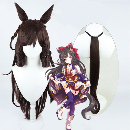 【In Stock】Game Umamusume:Pretty Derby Cosplay ダイイチルビー Daiichi Ruby Cosplay Wig With Ears and Tail