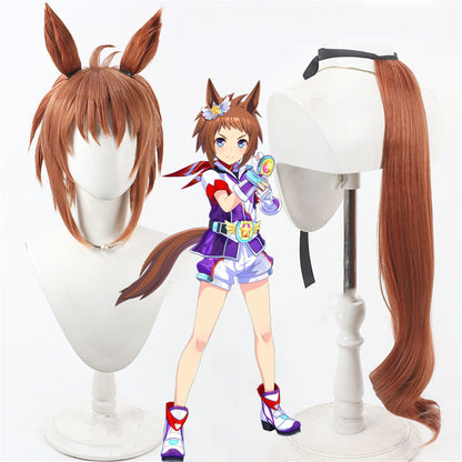 【In Stock】Game Umamusume:Pretty Derby Cosplay ビコーペガサス Biko Pegasus Cosplay Wig With Ears and Tail