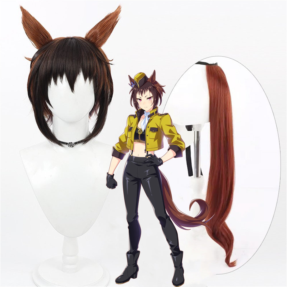 【In Stock】Game Umamusume:Pretty Derby Cosplay バイアリーターク Byerley Turk Cosplay Wig With Ears and Tail