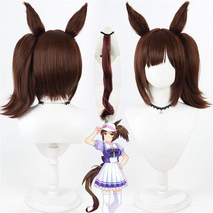 【In Stock】Game Umamusume:Pretty Derby Cosplay Ines Fujin Cosplay Wig With Ears and Tail