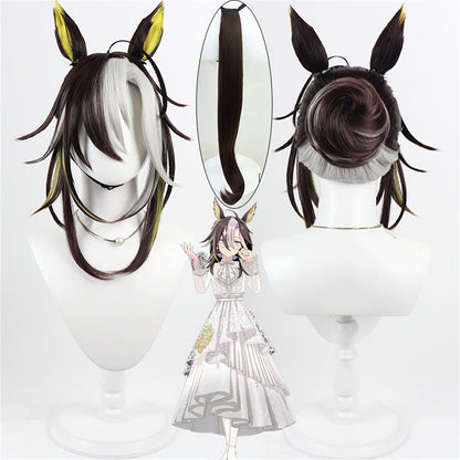 【In Stock】Game Umamusume:Pretty Derby Cosplay Dream‑Journey Snow‑White Dream Road white wedding Cosplay Wig With Ears and Tail