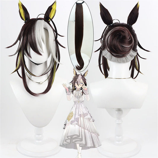 【In Stock】Game Umamusume:Pretty Derby Cosplay Dream‑Journey Snow‑White Dream Road white wedding Cosplay Wig With Ears and Tail