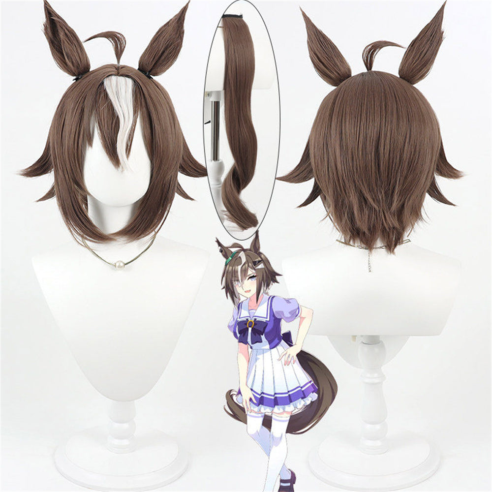 【In Stock】Game Umamusume:Pretty Derby Cosplay ルーラーシップ Rulership Cosplay Wig With Ears and Tail