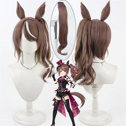 【In Stock】Game Umamusume:Pretty Derby Cosplay ハイキーハロー Highkey Hallo Cosplay Wig With Ears and Tail