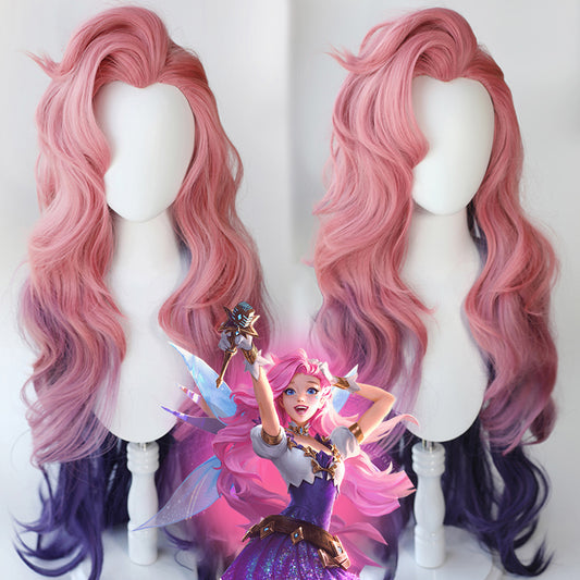 【In Stock】Game League of Legends Cosplay Gradient Color Fluffy Seraphine Cosplay Wig