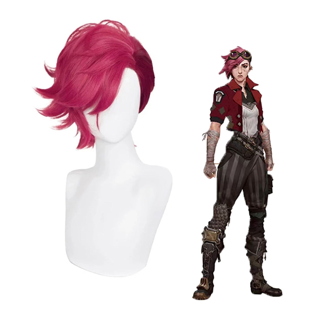 【In Stock】Game League of Legends Arcane 2 Cosplay Vi Red Cosplay Wig