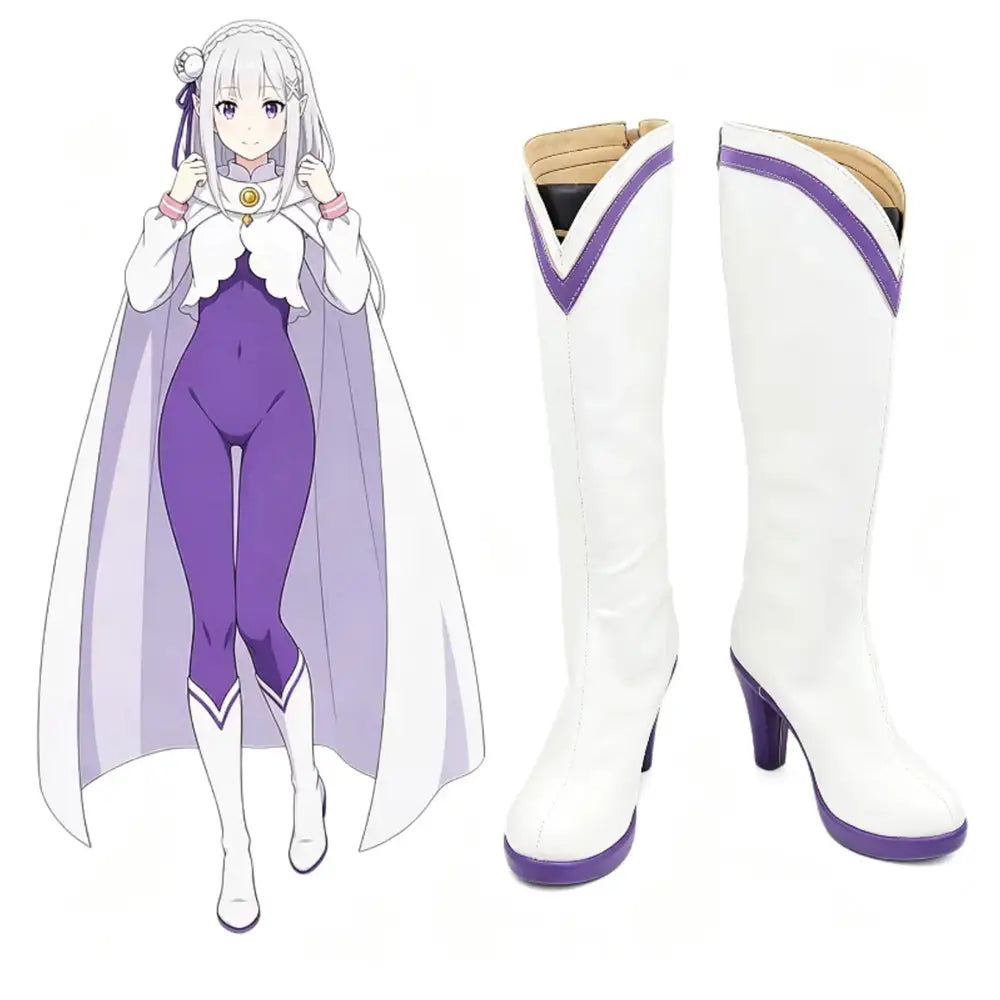 Anime Re:Zero − Starting Life in Another World Cosplay Emilia Cosplay Shoes - Cosplay Shoes Boots