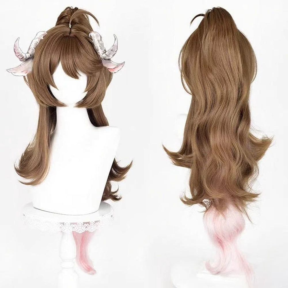 【In Stock】Game Arknights Cosplay Eyjafjalla the Hvít Aska Cosplay Wig Hair Clip with Ponytail Style Cosplay Wig