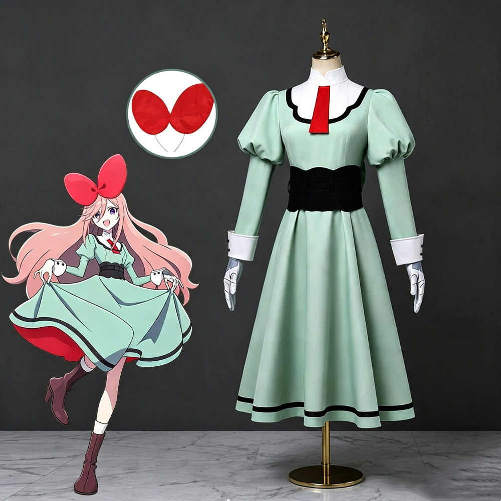 【In Stock】Anime The Ribbon Hero Cosplay Sapphire Daily Wear Green Dress Cosplay Costume Plus Size