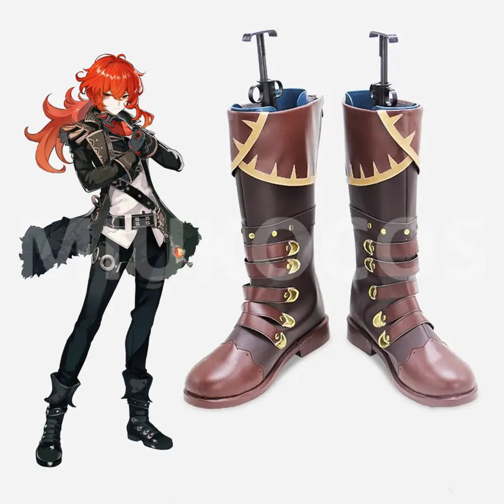 Game Genshin Impact Cosplay Diluc Cosplay Shoes - Cosplay Shoes Boots