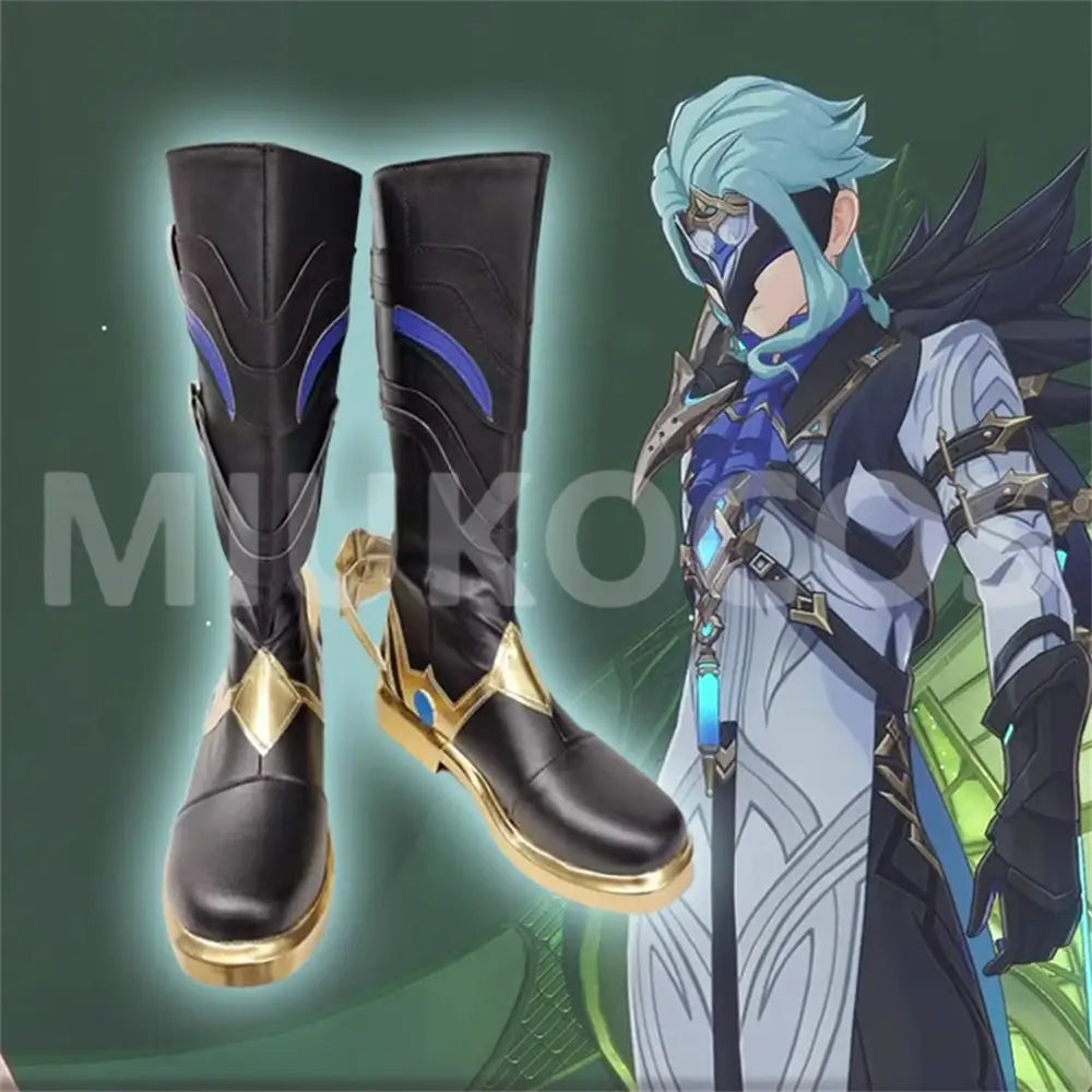 Game Genshin Impact Cosplay Dottore Black Long Boots Cosplay Shoes - Cosplay Shoes Boots