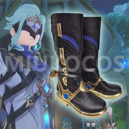 Game Genshin Impact Cosplay Dottore Black Long Boots Cosplay Shoes - Cosplay Shoes Boots