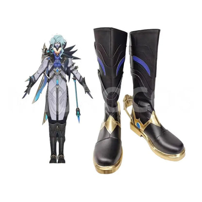 Game Genshin Impact Cosplay Dottore Black Long Boots Cosplay Shoes - Cosplay Shoes Boots