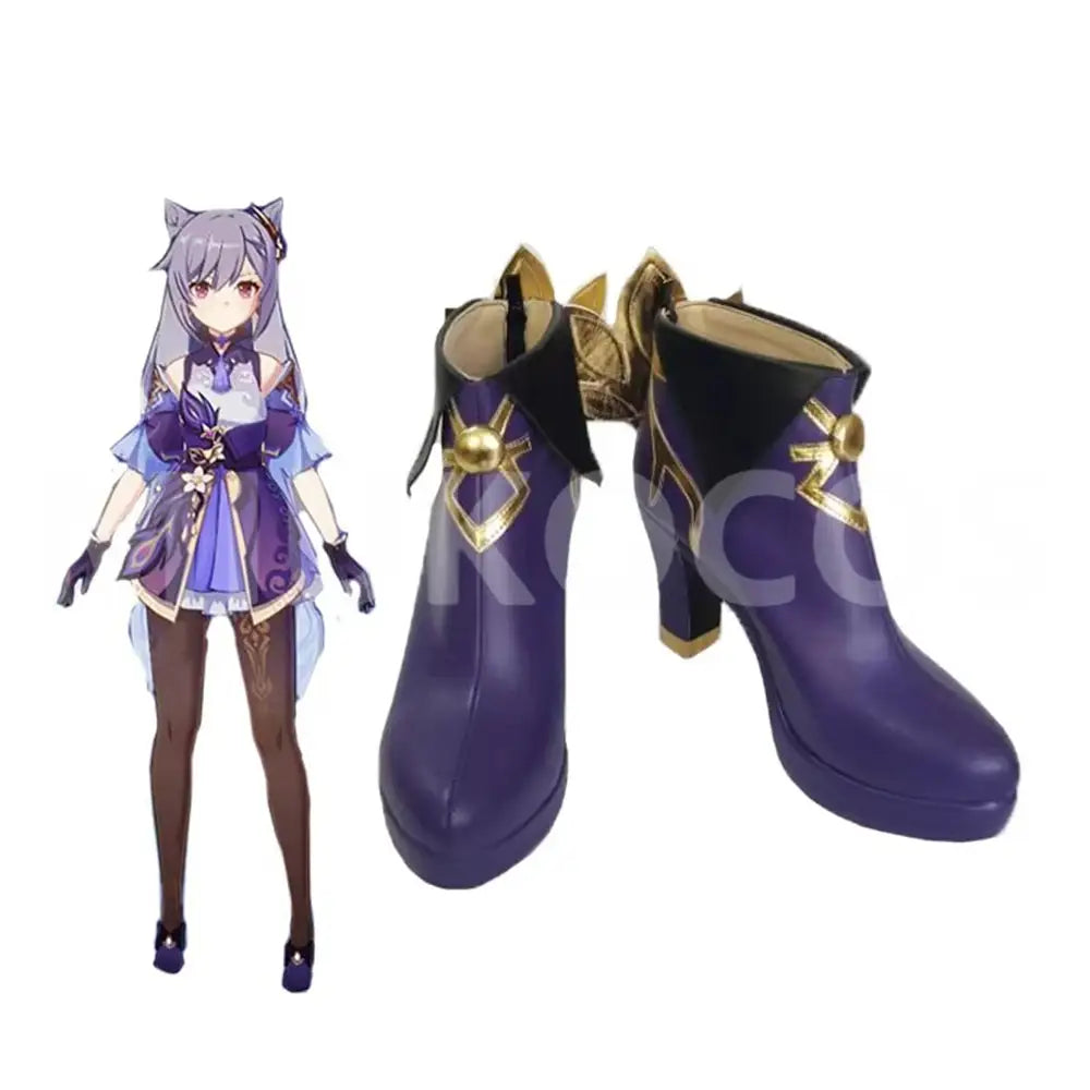 Game Genshin Impact Cosplay Keqing High Heels Cosplay Shoes - Cosplay Shoes Boots