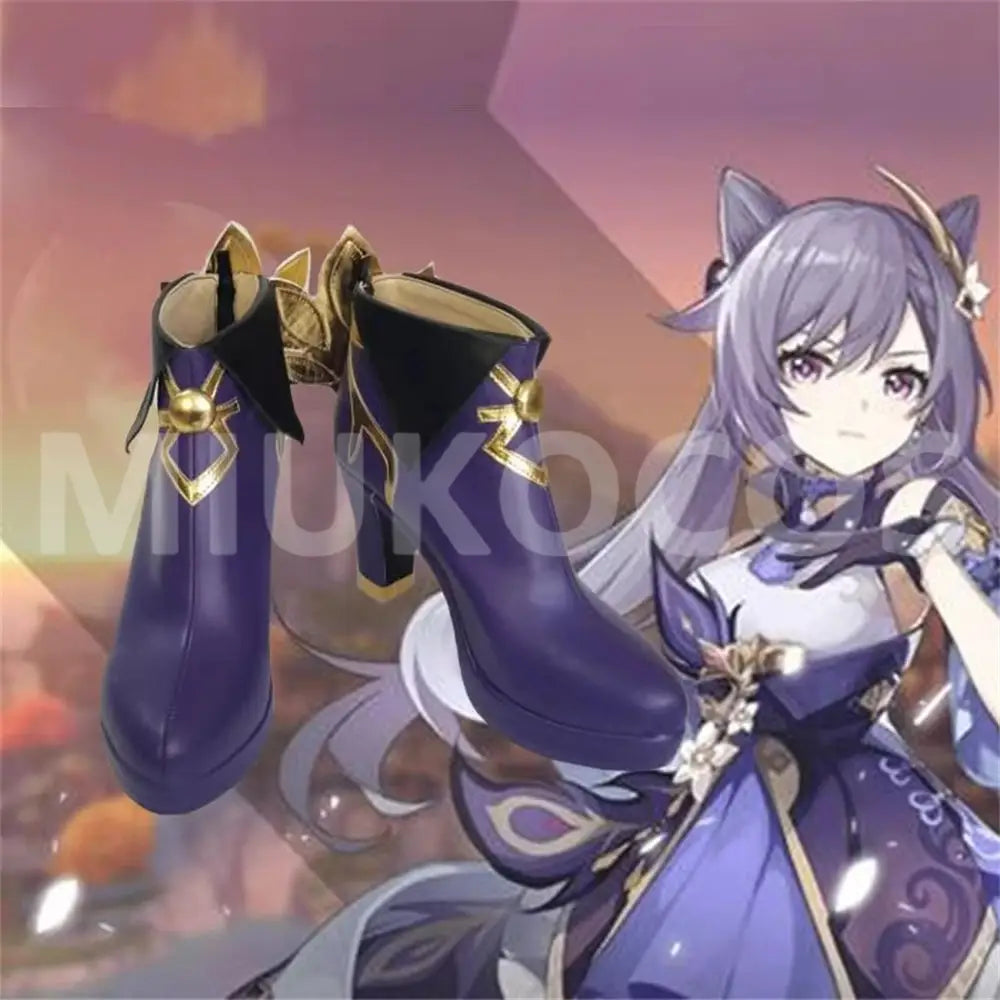 Game Genshin Impact Cosplay Keqing High Heels Cosplay Shoes - Cosplay Shoes Boots