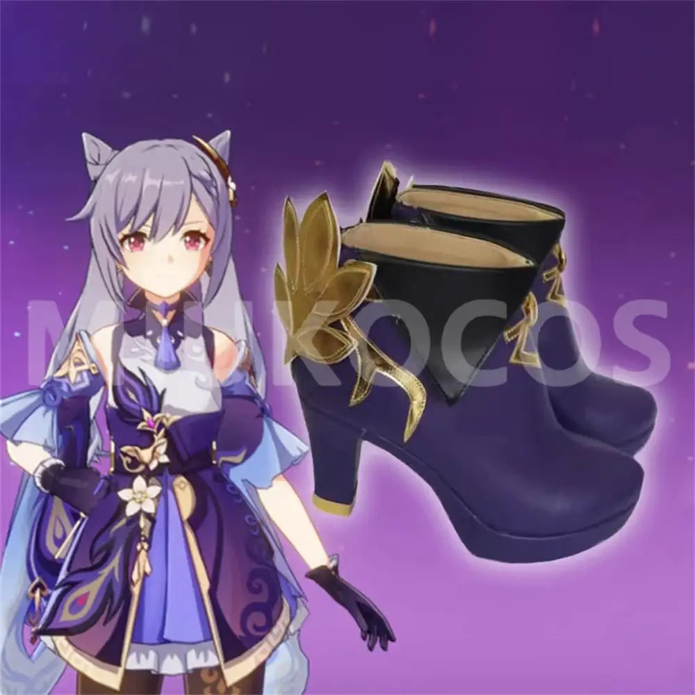 Game Genshin Impact Cosplay Keqing High Heels Cosplay Shoes - Cosplay Shoes Boots