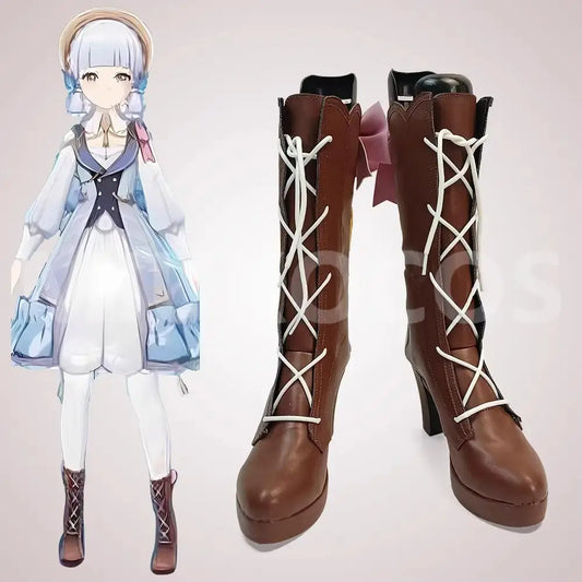 Game Genshin Impact Kamisato Ayaka Cosplay Long Boots Cosplay Shoes - Cosplay Shoes Boots