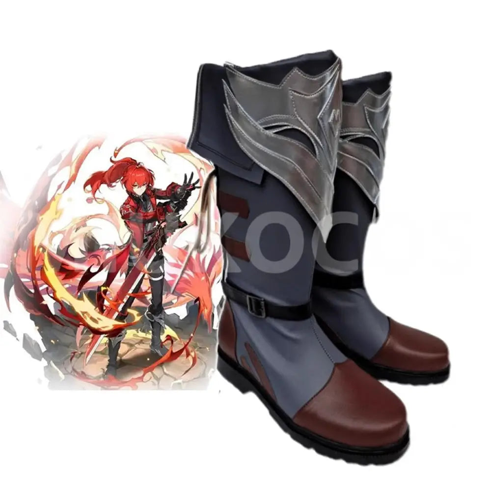 Game Genshin Impact Red Dead of Night Cosplay Shoes Diluc Cosplay Boots Shoes - Cosplay Shoes Boots