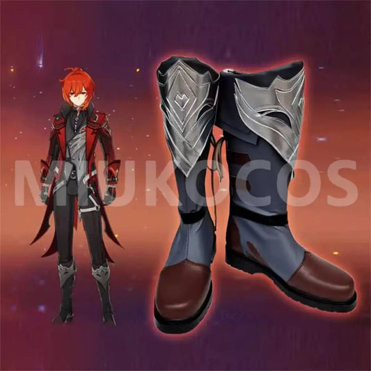 Game Genshin Impact Red Dead of Night Cosplay Shoes Diluc Cosplay Boots Shoes - Cosplay Shoes Boots