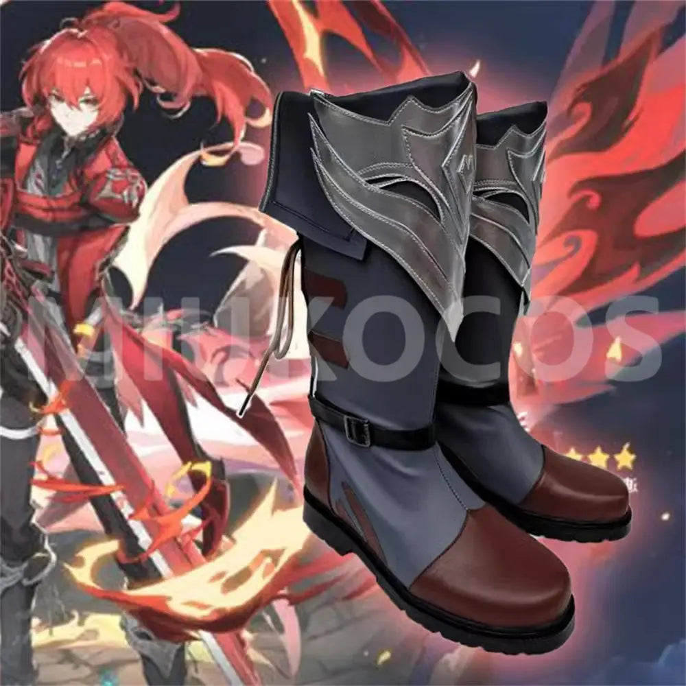 Game Genshin Impact Red Dead of Night Cosplay Shoes Diluc Cosplay Boots Shoes - Cosplay Shoes Boots